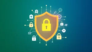 Hệ thống bảo mật internet với các biểu tượng đại diện cho sự an toàn.