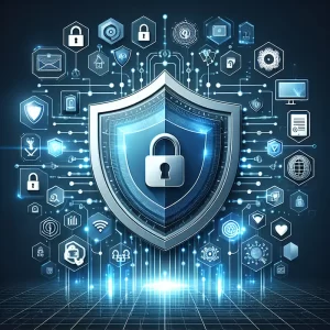 A shield symbolizing protection in the digital landscape.