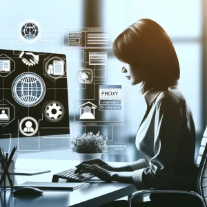Hình ảnh một không gian làm việc nơi người dùng cài đặt proxy trên máy tính.