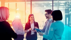 Doanh nghiệp hiện đại đang thảo luận về giải pháp công nghệ cải tiến.