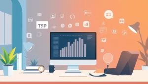 Một bối cảnh chuyên nghiệp thể hiện sự kết hợp giữa công nghệ và kinh doanh.