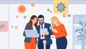 Hình ảnh nhóm doanh nhân thành công sử dụng công nghệ quản lý proxy.