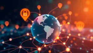 A visually appealing representation of geo-location proxies with a digital globe and network connections.