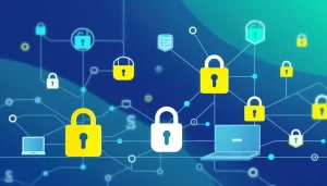 Thiết kế trừu tượng thể hiện sự kết nối mạng an toàn.