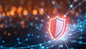 Hình ảnh minh họa bảo mật trực tuyến với hình ảnh chiếc khiên.