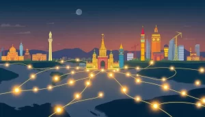 Biểu thị sự kết nối toàn cầu thông qua dịch vụ proxy.