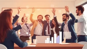 Đội ngũ doanh nghiệp ăn mừng thành công khi áp dụng proxy trong bán hàng.