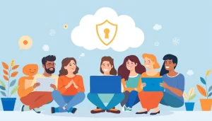 Hình ảnh một nhóm người sử dụng internet an toàn dưới sự bảo vệ của proxy.