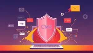 Bảo vệ website khỏi tấn công DDoS với hình ảnh của một cái khiên mạnh mẽ.