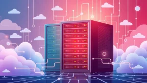 Hình ảnh thể hiện công nghệ VPS dung lượng cao, nổi bật với hình ảnh điện toán đám mây và hiệu suất vượt trội.