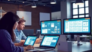 Hình ảnh đội nhóm marketing đang làm việc trên chiến lược SMTP.