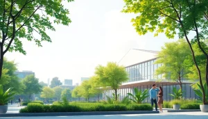 Khung cảnh một công viên công nghệ hiện đại nơi các doanh nghiệp khởi nghiệp phát triển.