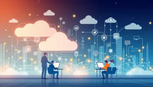 Mô tả hình ảnh về sự chuyển giao số của doanh nghiệp với công nghệ VPS hiện đại.